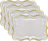 10 White Rectangle Trays with Gold Rim Border for Elegant Dessert Table Serving Parties 9" X 13" Heavy Duty Disposable Paper Cardboard for Platters, Cupcake Display, Birthday Party, Weddings Food Safe