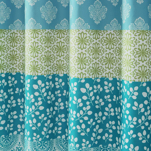 Lush Decor Bohemian Striped Shower Curtain Colorful Bold Design, 72" x 72", Blue and Green
