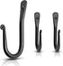 Wall Mounted Hook - Wrought Iron Decorative Blacksmith Handmade Simple Iron Hook for Bathroom and Kitchen, Hooks for Hanging Robes, Towels, Coats, Cloths, Bags, Keys and Jewelries - Pack of 3 (Black)