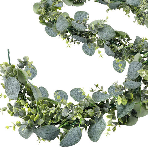CEWOR 2 Pack 5.5ft Artificial Eucalyptus Garland Spring Garland Fake Greenery Hanging Plants Boxwood Vines for Wedding Home Party Wall Garden Decor