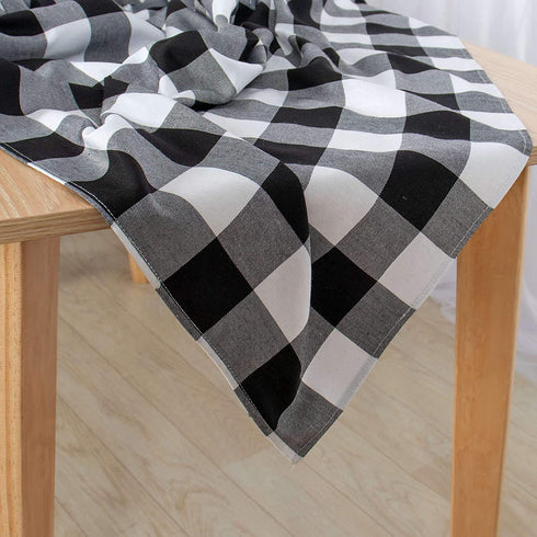 Checked Tablecloth Rectangle 54x80-Inch Black and White Buffalo Plaid Tablecloth Washable Check Table Cover Gingham Tablecloth for Dining Room Rustic Lattice Tablecloth Table Linen Christmas