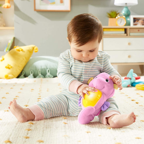 Fisher-Price Soothe & Glow Seahorse, Pink, Plush Toy with Music, Ocean Sounds and Lights for Baby