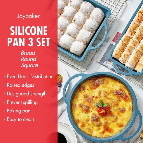 Silicone Bakeware Set- Silicone Baking Pans - Silicone Muffin Donut Molds To encounter Non-Stick Silicone Baking Molds with Metal Reinforced Frame More Strength?3 Pack?