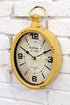 Yellow 12 Inch Wall Clock European Retro Design Oval-Shaped Old-Fashioned Wall Clock Retro Craftsmanship Wall Clock Suitable for Public Areas in Living Room Kitchen Office Space Wall Clock