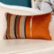 Yangest Burnt Orange Striped Patchwork Velvet Lumbar Throw Pillow Cover Gold Leather Cushion Case Modern Zippered Oblong Pillowcase for Sofa Couch Bedroom Living Room Home Decoration, 12x20 Inch