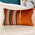 Yangest Burnt Orange Striped Patchwork Velvet Lumbar Throw Pillow Cover Gold Leather Cushion Case Modern Zippered Oblong Pillowcase for Sofa Couch Bedroom Living Room Home Decoration, 12x20 Inch