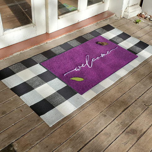 AAZZKANG Purple Outdoor Mat Front Door Indoor Welcome Doormat,Anti-Slip Durable Rubber Door Mat,Low-Profile Design Ultra Absorb Mud Heavy Duty Entrance Rug