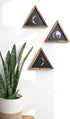 Dahey Rustic Wall Moon Phases Decor Wood Moon Signs Framed Wooden Modern Art Trio Wall Pediments for Apartment Bedroom Living Room Gallery Set of 3, Black