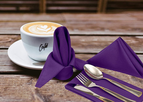 Ruvanti Kitchen Cloth Napkins 12 Pack 18X18 Inch Dinner Napkins Soft, Comfortable, Reusable Napkins, Durable Linen Napkins, Perfect Table Napkins, Purple Napkins for Dinners, Parties & Wedding.