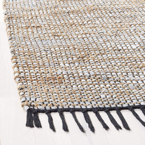 Safavieh Vintage Leather Collection VTL203G Handmade Boho Fringe Leather & Jute Accent Rug, 2'3" x 4', Silver