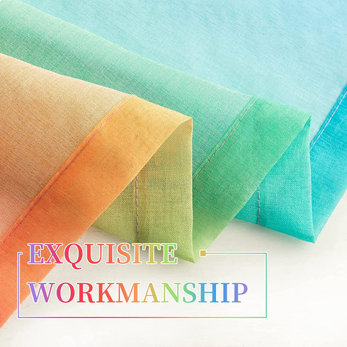 Lofus Sheer Window Curtains, Rods Pocket Voile Fabric Drapes/Panels/Treatments for Living Room/Kitchen/Bedroom, 52 x 96, Set of 2, Rainbow