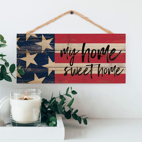 P. Graham Dunn My Home Sweet Home American Flag 10 x 4.5 Wood Wall Hanging Plaque Sign