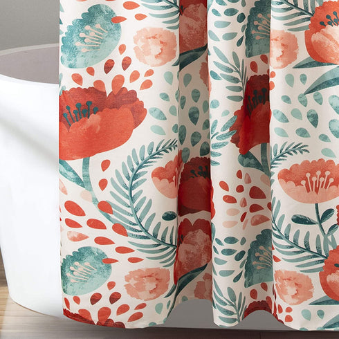 Lush Decor, Multi Poppy Garden Shower Curtain, 72" x 72"