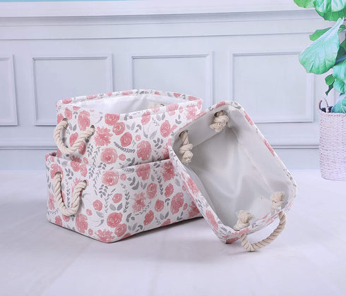 MAIZMZ Rectangular Storage Basket Collapsible Organizer Bin Thick Toy Box for Organizing Home/Dorm/Kitchen/Pet/Office/Closet/Shelf/Gift Baskets(rose)