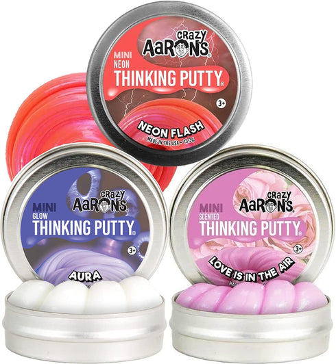 Crazy Aaron's Mini Tins Aura, Neon Flash & Love is in The Air Gift Set Bundle - 3 Pack (13.3g Each)