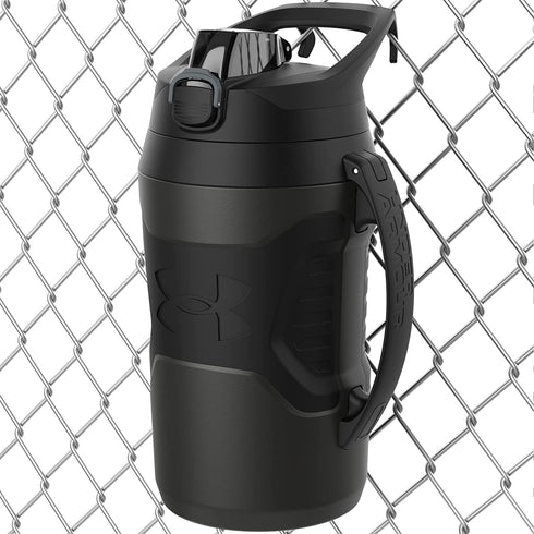 Under Armour Playmaker 64oz Water Bottle Jug, Fence Hook Handle, Protective Lid w/ Lock Button, Outer Body Grip, For Kids & Adults, All Sports, Baseball, Basketball, Football, Gym