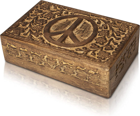 Great Birthday Gift Ideas Handmade Decorative Wooden Jewelry Box Jewelry Organizer Keepsake Box Treasure Chest Trinket Holder Watch Box Storage Box Anniversary Housewarming Gifts Women (Natural Finish)