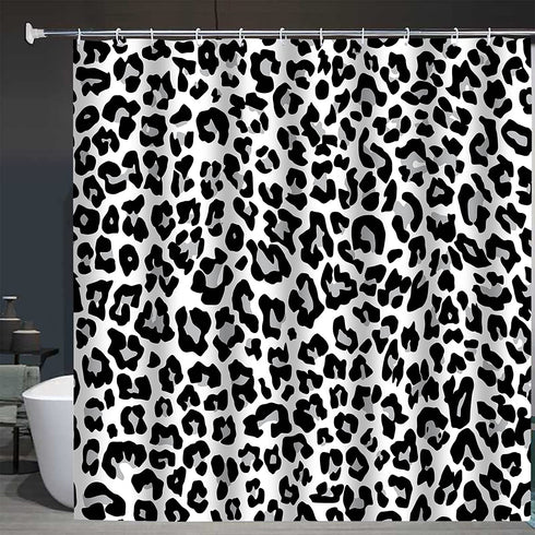 Abaysto Gray Cheetah Shower Curtain Snow Leopard Shower Curtains Jaguar White Animal Pattern Spot Fur Bathroom Decor Polyester Fabric Cheetah Print Shower Curtain Set with Hooks 72x72 Inch