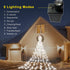 Outdoor Christmas Decorations Star Light,11.8 ft 344 LED Waterfall Tree Lights with Topper Star String Lights Plug in ,8 Lighting Mode Christmas Star Lights for Party Home Holiday Decor(Cool White)
