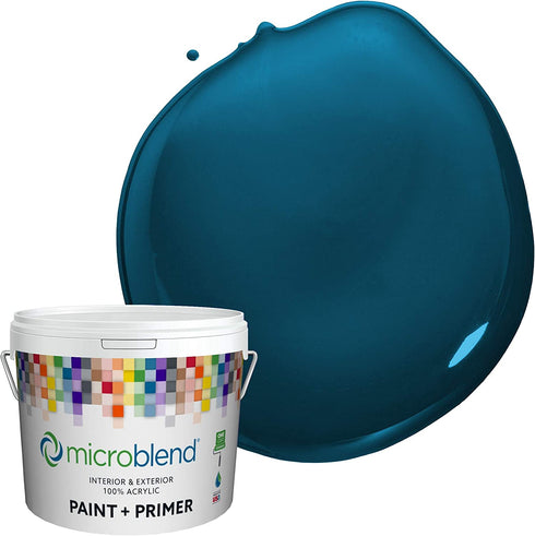 Microblend Interior Paint and Primer - Blue/Azuresque, Gloss Sheen, Quart, Premium Quality, High Hide, Low VOC, Washable, Microblend Cabo Collection