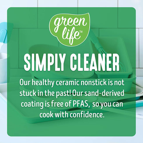 GreenLife Cooking Tools and Utensils, 5 Piece Nylon and Silicone Baking Set with Spatulas Wisk and Brush, Dishwasher Safe, Turquoise