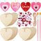 Wooden Hearts for Crafts - 30 Pcs 3" Natural Heart Wood Slices Unfinished Predrilled DIY Heart Wooden Ornaments Heart Shape Wood Cutouts with Glitter Heart Foam Stickers for Valentine's Day