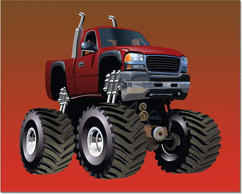 Monster Truck Poster Prints - Set of 6 (8 inches x 10 inches) Photos - Kids Wall Art Decor
