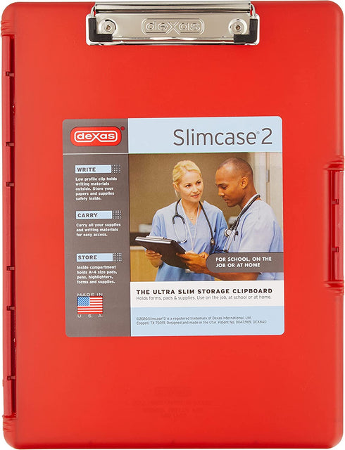 Dexas 3517-J101 Slimcase 2 Storage Clipboard with Side Opening, Strawberry