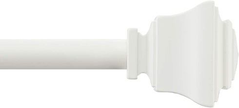 Mode Simplicity Single Curtain Rod set with Square Finials - 32 to 90 in, White