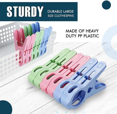 Beach Towel Clips Chair Cruise Holder - Fashion Colors Plastic Quilt Hanging Clamps Jumbo Size 12 Pack for Pool Loungers Clothes Blanket Swimsuits,Curtains