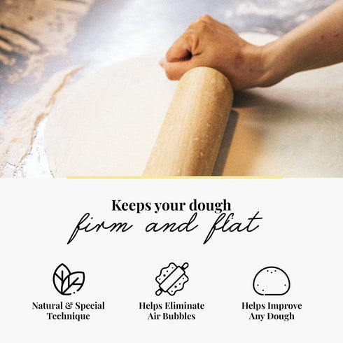 Tuuli Kitchen Classic Wood Rolling Pin with Rotating Center, Beechwood Roller for Pastry, Bread and Pasta Dough, Alternative to Plastic Rolling Pin, 44 x 5.5 cm