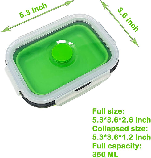 Set of 4 Collapsible Silicone Food Storage Container, Leftover Meal box For Kitchen, Bento Lunch Boxes, BPA Free, Microwave, Dishwasher and Freezer Safe. Foldable Design Saves Your Space.