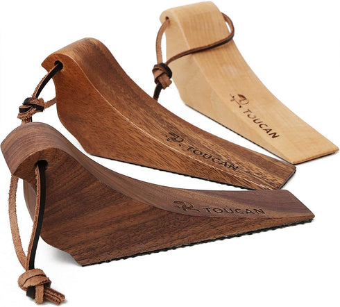 Door Stopper Decorative 3Pcs Set Door Stop Wooden Door Wedge Beech Wood, Dark Acacia, Walnut Lovely Bird Shaped Cute Door Stopper Wedge Non-Slip Rubber Patches Hanging Leather Strips
