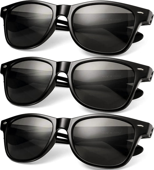 Black Sunglasses Bulk - (Pack of 12) Premium Retro Party Sunglasses for Birthdays, Weddings, Bachelorette, Bachelor, Photo Booth Prop Eyewear Shades - Adult or Kids Unisex Party Favor Supplies