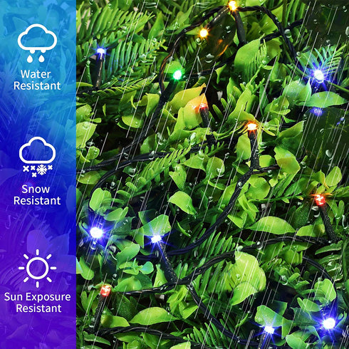 QUWIN Waterproof LED Outdoor Christmas String Lights, LED UL Certified 8 Modes with End-to-End Plug, Indoor & Outside Fairy Light for Christmas Tree, Patio, Wedding, Party (115Ft Multi-Color)