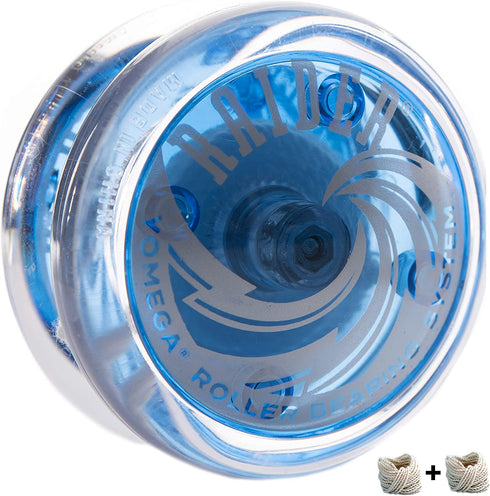 Yomega Raider - Professional Responsive Ball Bearing Yoyo, Great for Kids, Beginners and for Advanced String Yo-Yo Tricks and Looping Play. + Extra 2 Strings & 3 Month Warranty (Blue)