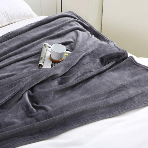 BEAUTEX Fleece Blanket Twin Size Grey Blanket Throw Super Soft Flannel Blanket Lightweight Fuzzy Plush Blanket for Couch Sofa or Bed All Seasons (Graphite Grey, 60" x 80")