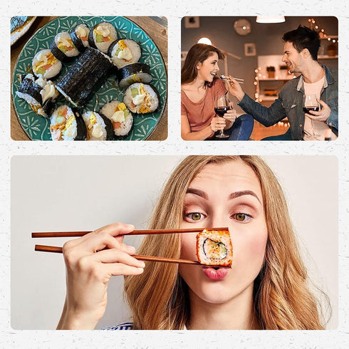 MOLAD 18 Pcs Sushi Making Kit For Beginners, Bamboo Sushi Mat, All In One Sushi Bazooka Maker with Bamboo Mats, Bamboo Chopsticks, Paddle, Sushi Knife, Chopsticks Holder, DIY Sushi Roller Machine