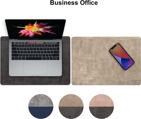 Myir JUN Placemats Dual Sided, Faux Leather Place Mats Set of 4 Indoor Placemats for Dining Table Outdoor Placemats Manteles Individuales Square Non-Slip Washable Table mats (Gray Beige, Square)