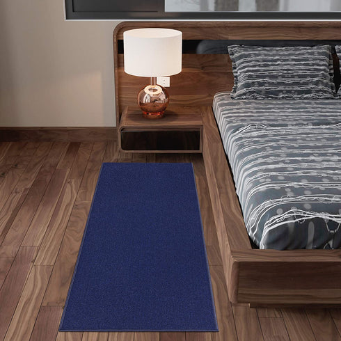 Sweet Home Stores Sweethome Collection Solid Design Rubberback Runner Rug, 2'3" x 6', Navy