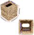 Sumnacon Square Woven Tissue Box Cover - Decorative Napkin Holder Pumping Paper Case Dispenser, Natural Water Hyacinth Wicker Facial Box for Home Office Decor