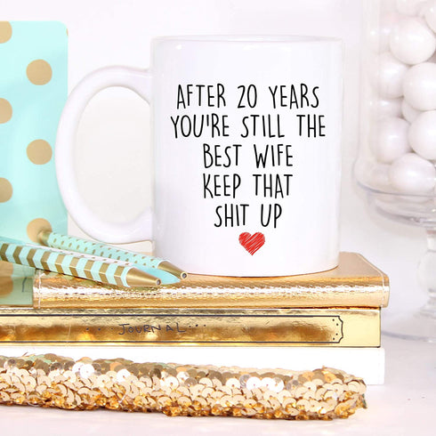 YouNique Designs 20 Year Anniversary Coffee Mug for Her, 11 Ounces, 20th Wedding Anniversary Cup For Wife, Twenty Years, 20th Year