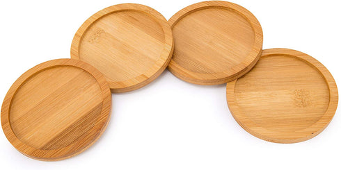 Bamboo Cheese Board - Charcuterie Platter & Serving Tray, 4 Stainless Steel Knife & Thick Wooden Server, and 4 Round Fruit trays. Fancy House Warming Gift for Wedding, Anniversary, or Engagement