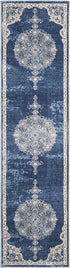 SAFAVIEH Brentwood Collection BNT867M Medallion Distressed Non-Shedding Living Room Entryway Foyer Hallway Bedroom Runner, 2' x 6' , Navy / Light Grey