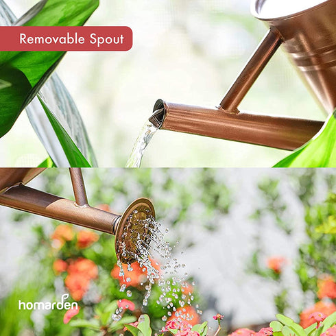 Homarden 81 oz. Copper Watering Can - Metal Watering Can with Removable Spout, Perfect Galvanized Watering Can for Indoor and Outdoor Plants (House Plants) - Flower Watering Can Gift & Decoration