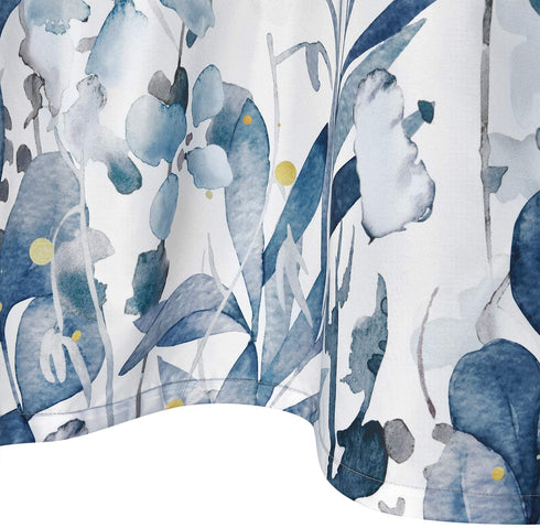 Blue and Grey Shower Curtain, Floral Shower Curtain with 12 Hooks, Teal Plant Shower Curtain, Botanical Nature Leaf Shower Curtain, Waterproof Shower Curtains for Bathroom