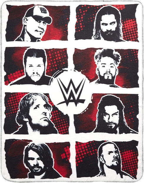 Silver Buffalo Unisex WWE Superstar Grid Ink Fleece Throw Red and Black 50-in. x 60-in. One Size