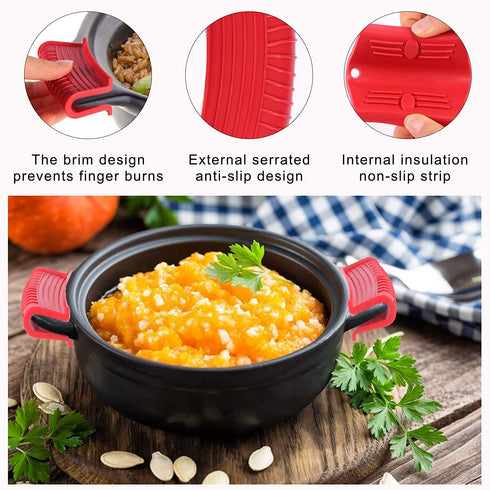 10 Pcs Non-Slip Silicone Hot Handle Holder & Assist Grips, Potholder for Cast Iron Skillets, Heat Resistant Handle Cover Sleeve for Frying Pans, Casserole, Cookware Handles