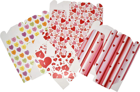 Valentine™s Day Treat Boxes 48 Pack Cardboard Hearts Goody Bag Cookie Holder Classroom Crafts Supplies Party Favors 4 Designs by Gift Boutique Measures: 6.2 x 3.5 x 3.5 Inches