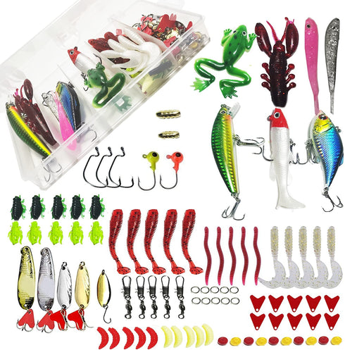 XYZsundy 90PCS Fishing Lures Kit Set Including Fishing Stuff Tackle Box Accessories Hooks, Worms, jigs, Fishing Bait for bass, Crappie ,Trout,Fishing Gifts for Men.